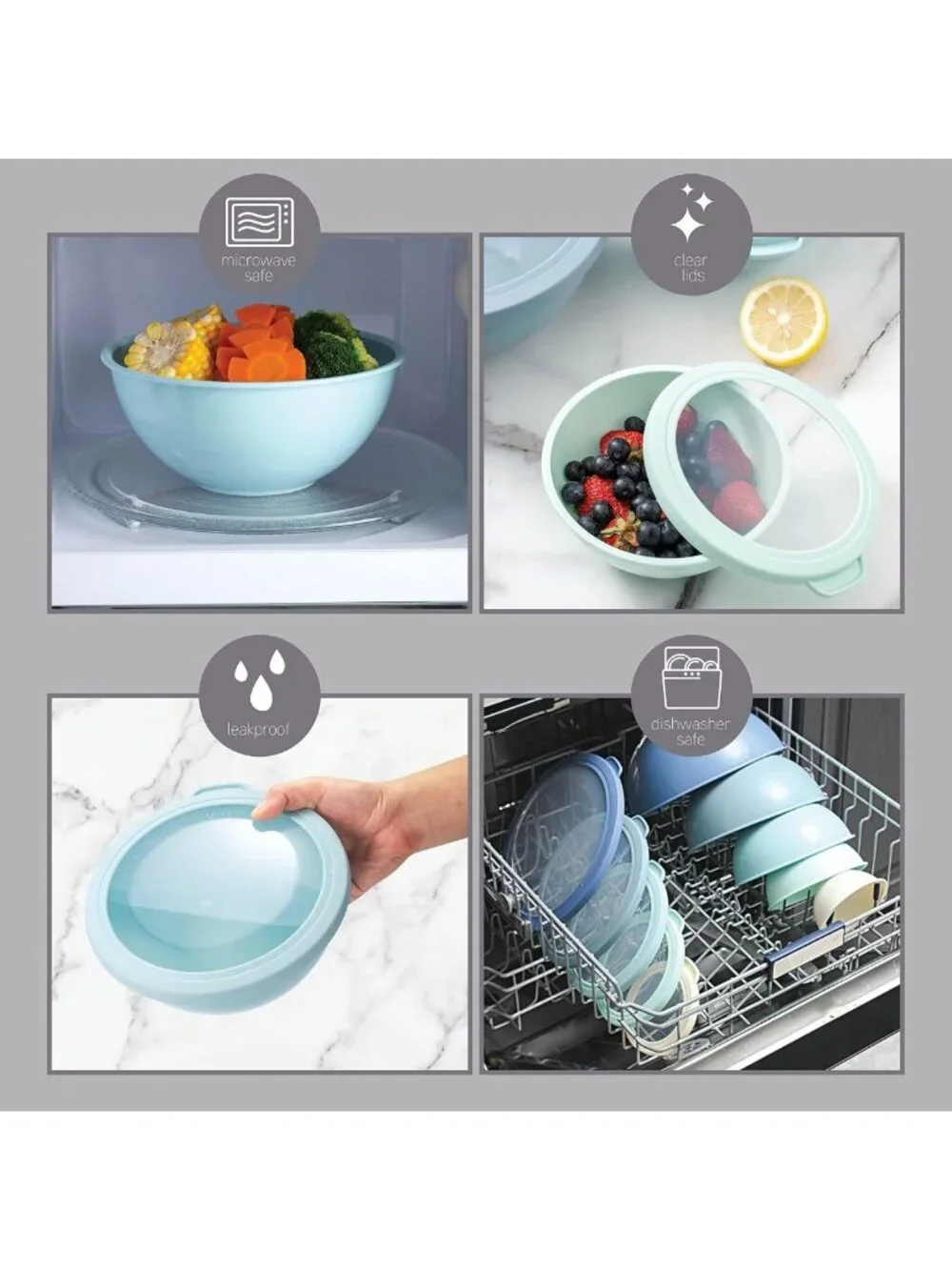 Colorful 12-Piece Nesting Mixing Bowls Set with Lids - Microwave Safe Prep Bowls